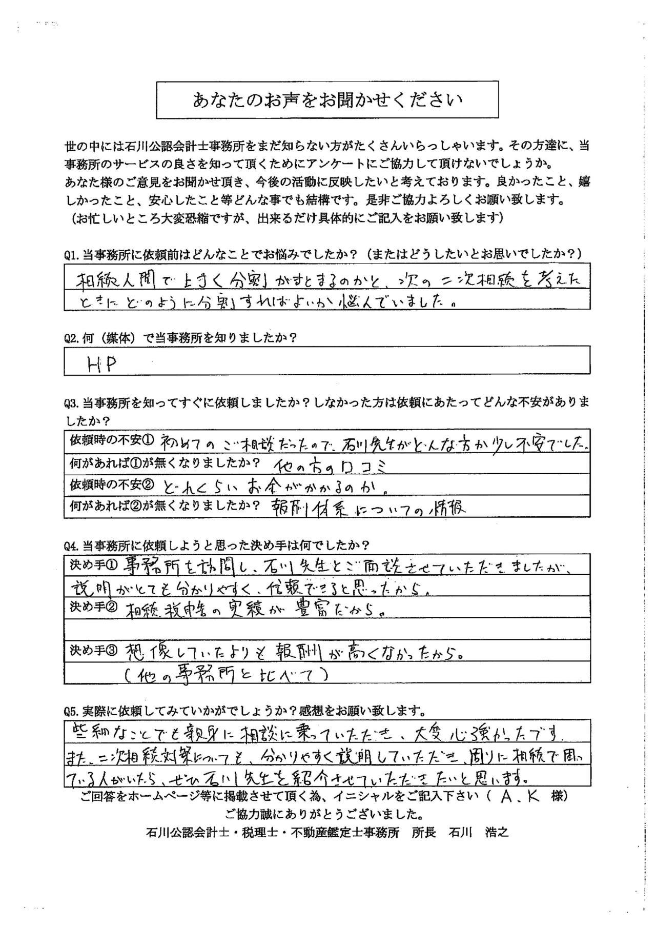 些細な事でも親身に相談に乗っていただき大変心強かったです。