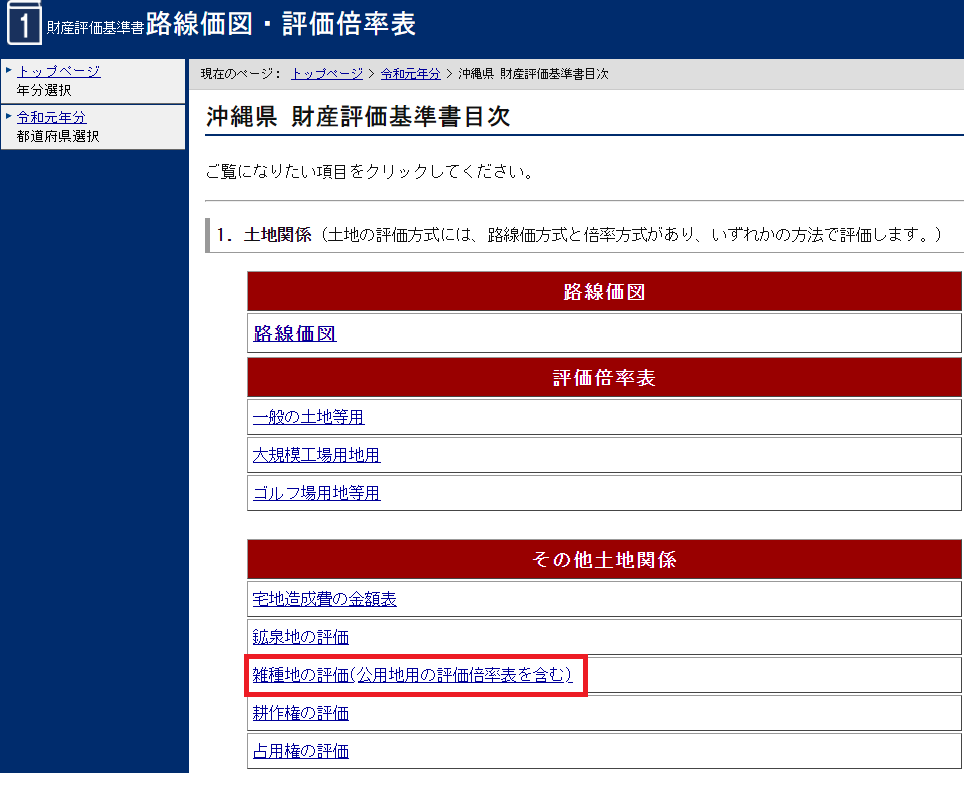 軍用地の評価倍率表