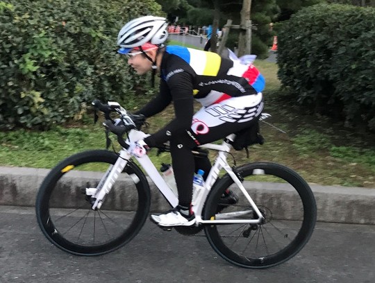 所長の趣味のロードバイクの練習